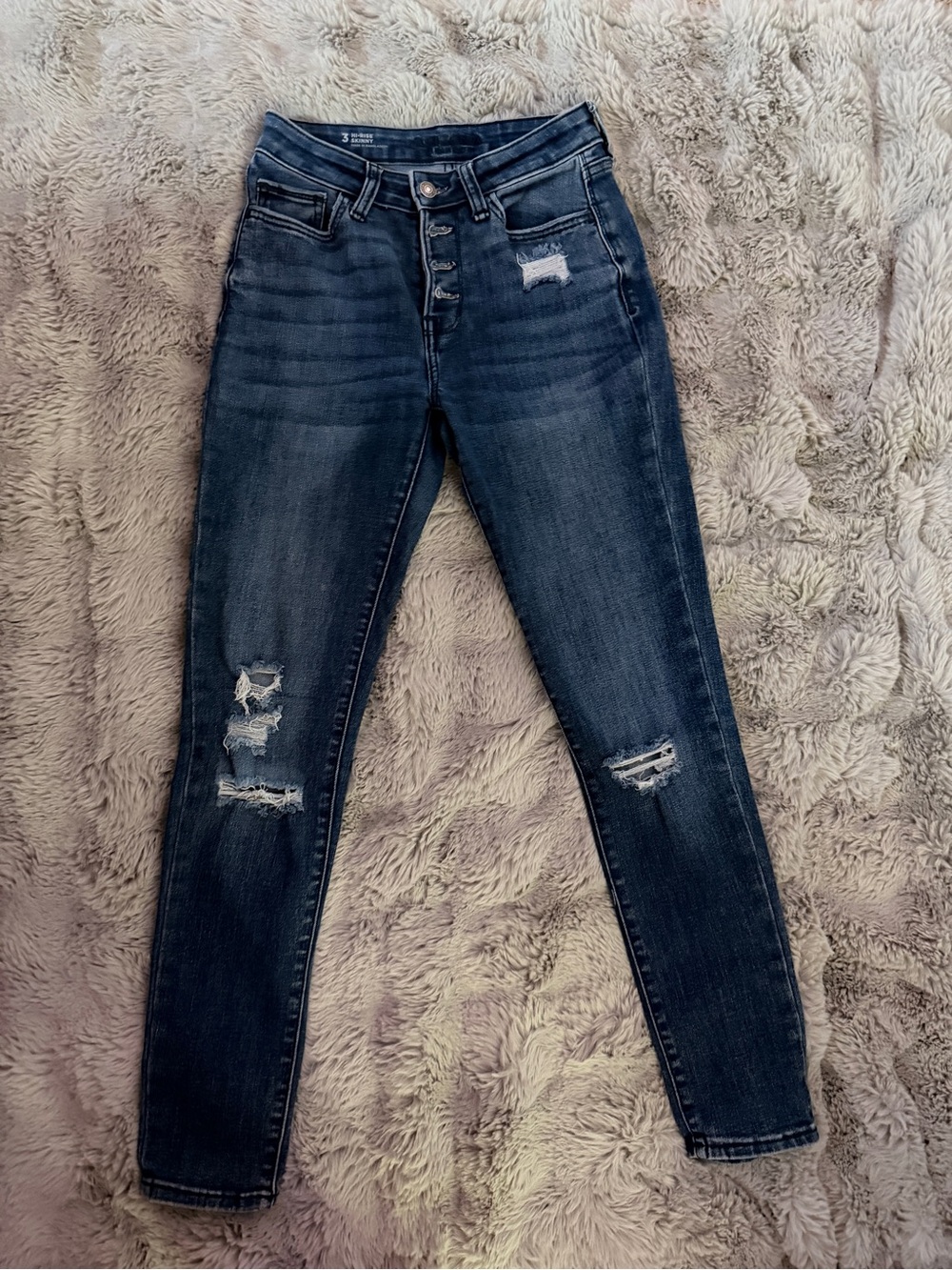 Arizona Jean Company Dark Blue Distressed Skinny Jeans